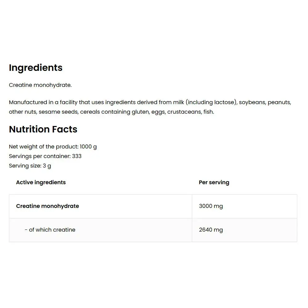 100% Creatine Monohydrate, Natürlich – 1000g – Bild 5