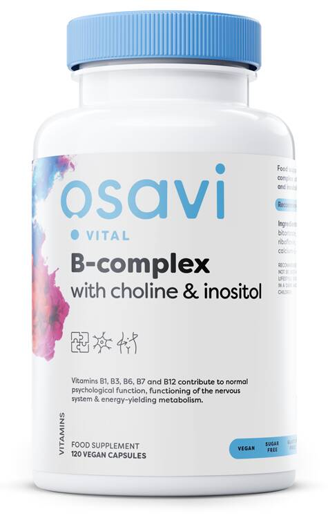 B-Komplex mit Cholin und Inositol – 120 vegane Kapseln – Nuvalia