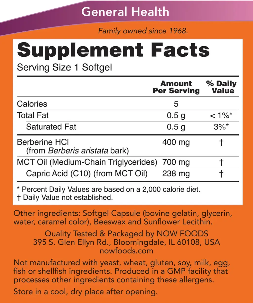 Berberine Glucose* Support – NOW Foods – 90 Softgels – Bild 2