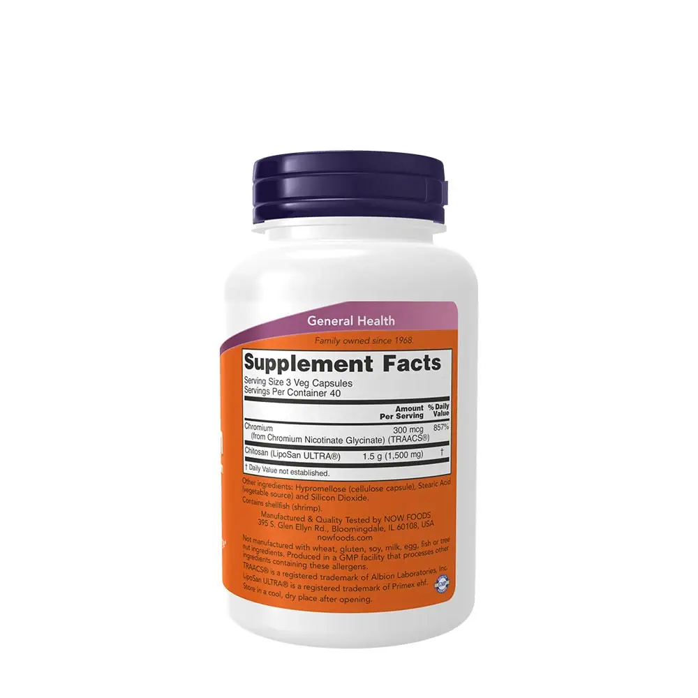 Chitosan 500 mg plus Chromium Kapseln - NOW Foods - 120 Veg Kapseln – Bild 2
