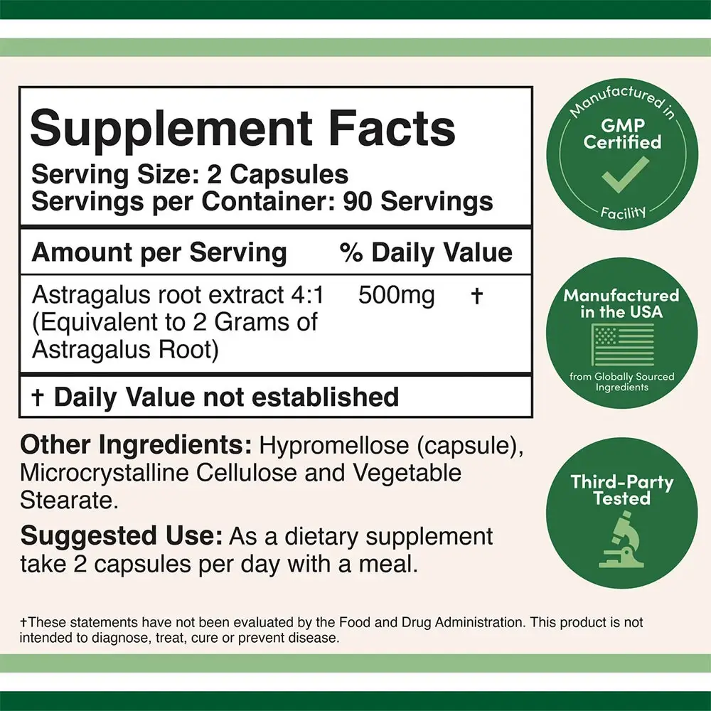 Double Wood Supplements Astragalus (180 Kapseln) – Bild 2