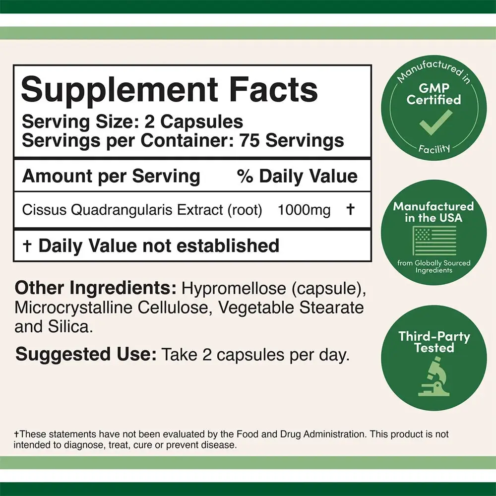 Double Wood Supplements Cissus Quadrangularis Extract (150 Kapseln) – Bild 2