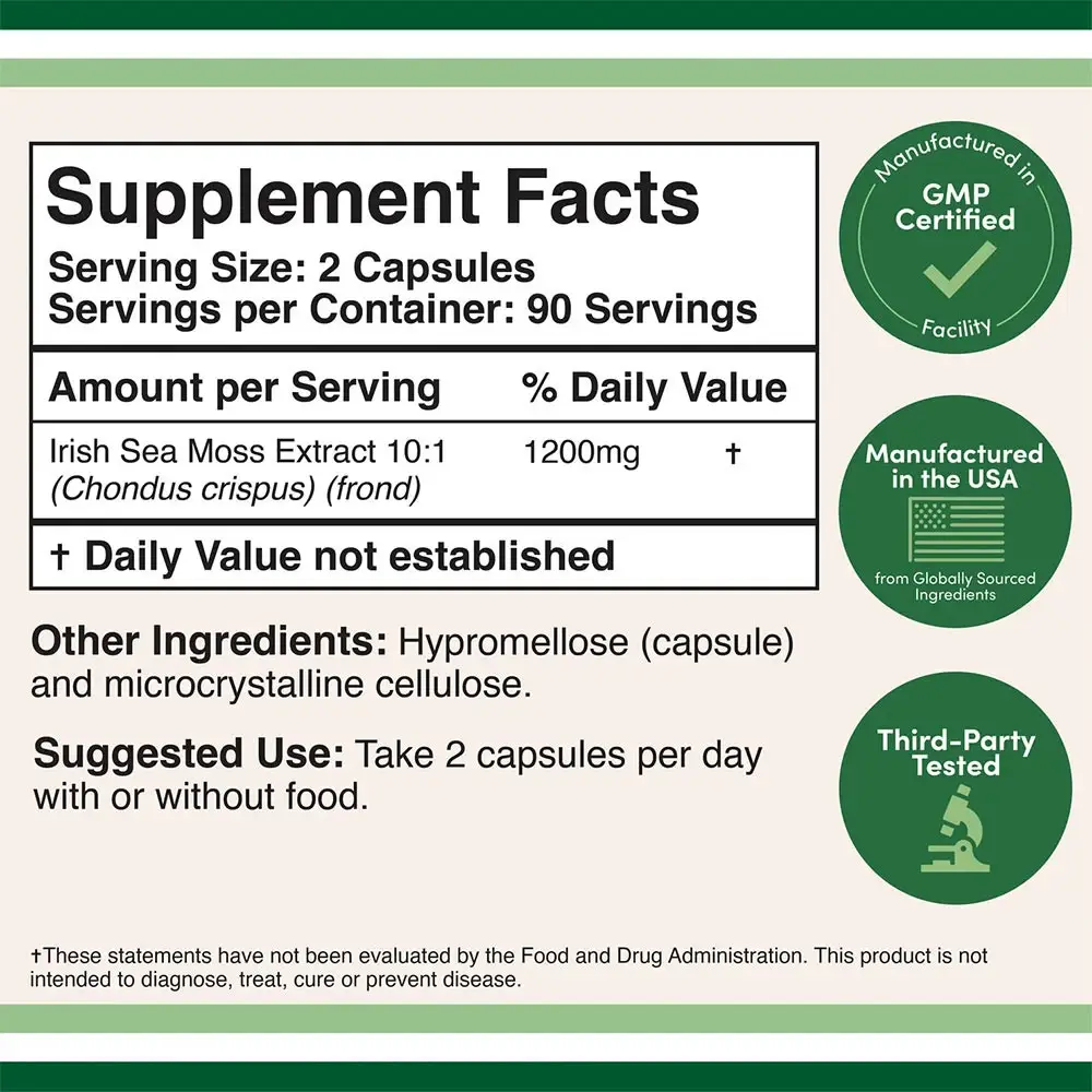 Double Wood Supplements Irish Sea Moss (180 Kapseln) – Bild 2