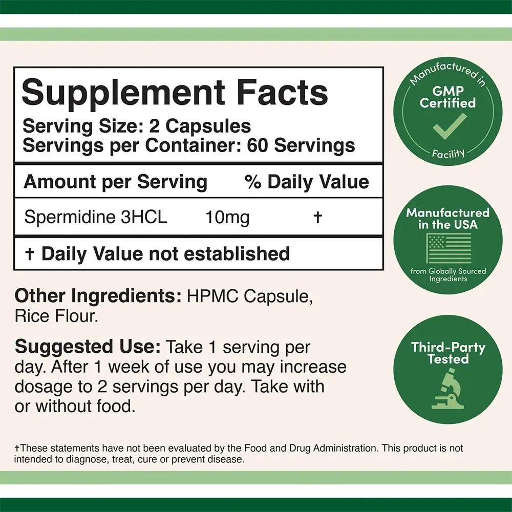 Double Wood Supplements Spermidine (120 Kapseln) – Bild 2