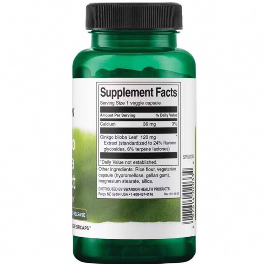 Ginkgo Biloba Extrakt, 120mg – 100 Veggie Kapseln – Bild 3