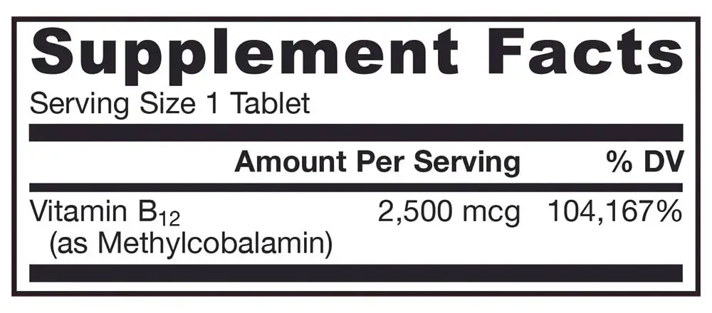 2500mcg (Tropical) - 100 vegan chewable tabs - Nuvalia