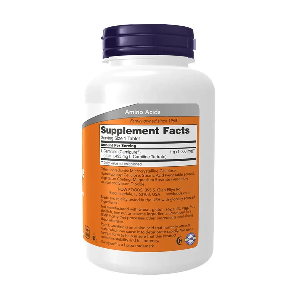 NOW L-Carnitine 1000 mg - 100 Tabletten – Bild 2