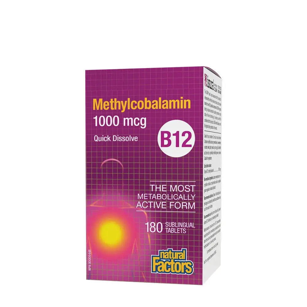 Natural Factors B12 Methylcobalamin 1000 mcg (180 Tabletten) – Nuvalia