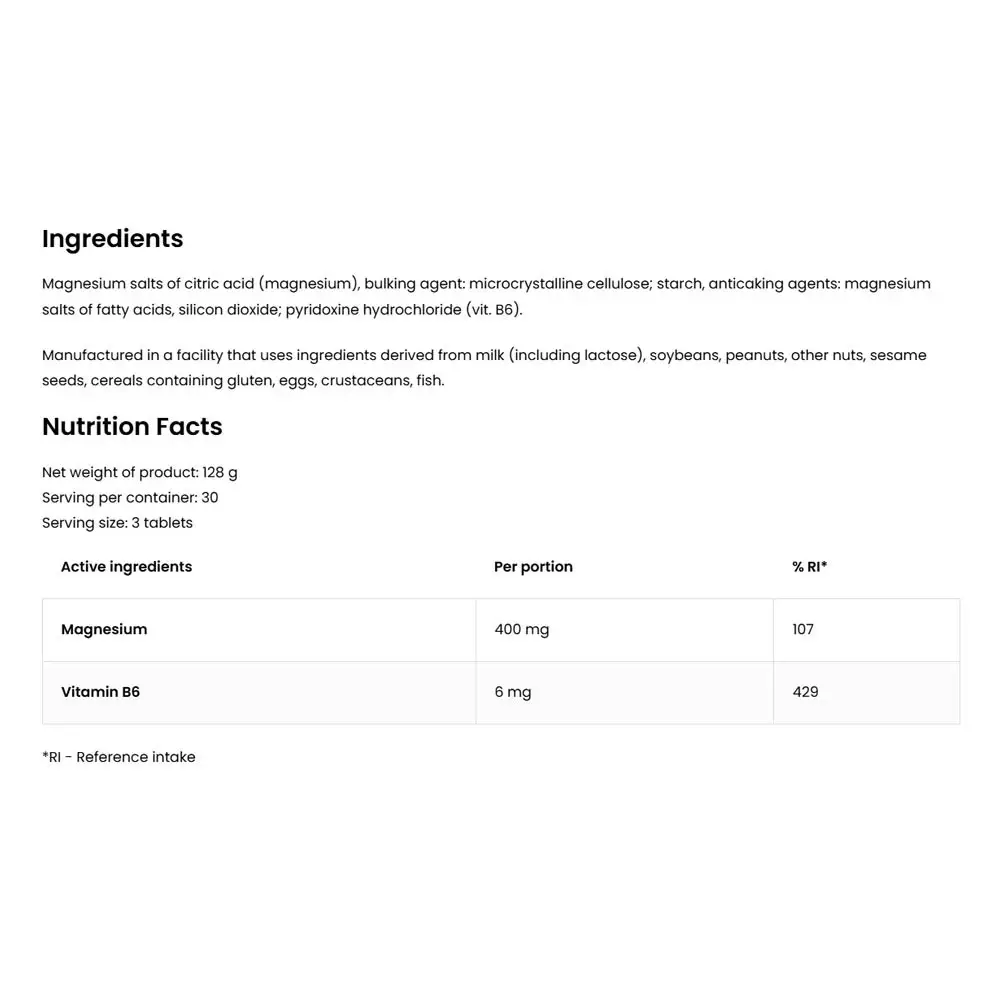 Ostrovit Magnesium Citrate 400 mg + B6 (90 Tabletten) – Bild 2