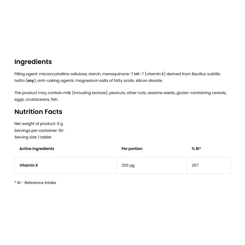 Ostrovit Vitamin K2 200 Natto MK-7 (90 Tabletten) – Bild 2