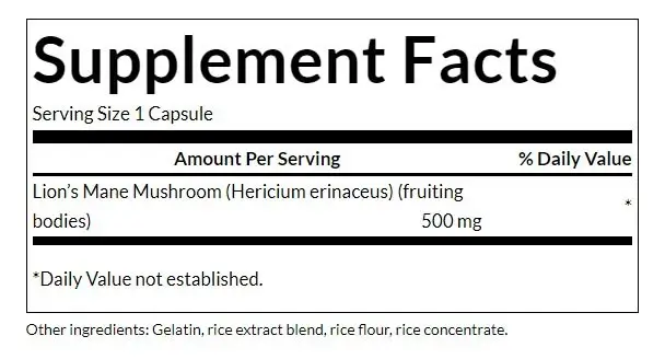 SWANSON FS Lion's Mane (Hericium erinaceus) 500mg - 60 Kaps – Bild 2