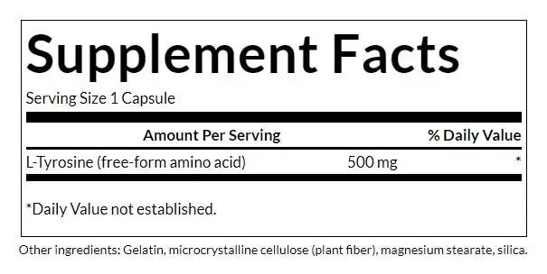 SWANSON L-Tyrosine 500mg - 100 Kapseln – Bild 3