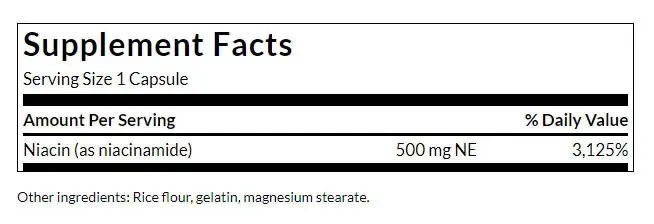 SWANSON Niacinamide 500mg 250 Kaps – Bild 2